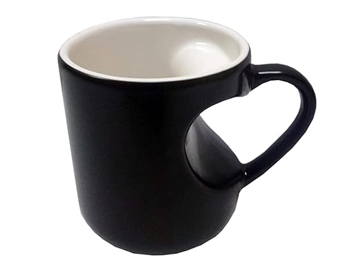 Personalized Ceramic Heart Cut Handle Magic Mug (Black)